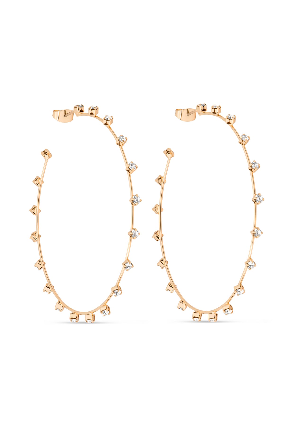 Simple Spark Crystal Hoops - Clear Crystal with 18k Gold Plating | Ettika