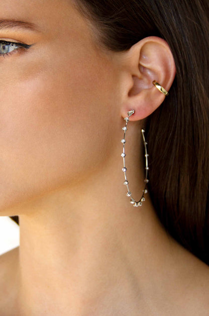Simple Spark Crystal Hoops - Clear Crystal with 18k Gold Plating | Ettika