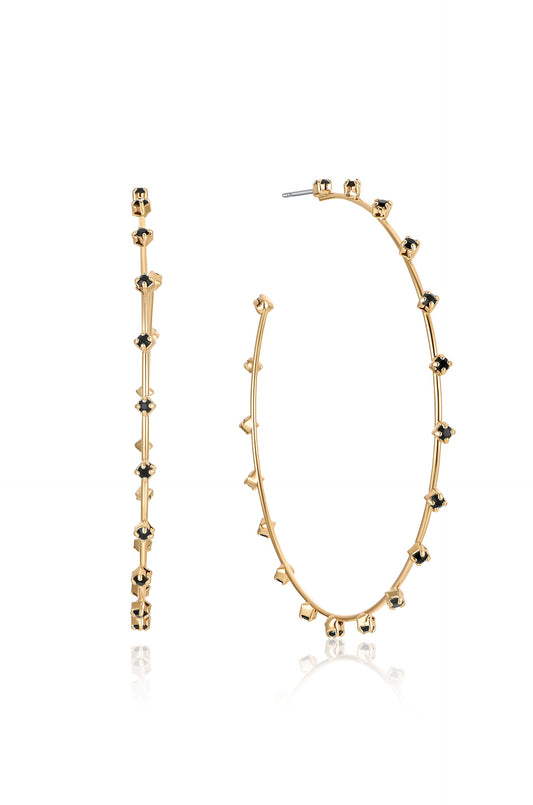 Simple Spark Crystal Hoops - Clear Crystal with 18k Gold Plating | Ettika