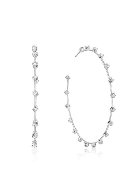 Simple Spark Crystal Hoops - Clear Crystal with 18k Gold Plating | Ettika