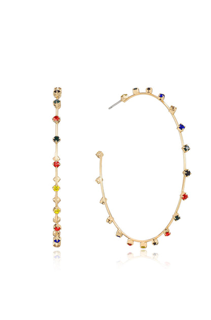 Simple Spark Crystal Hoops - Clear Crystal with 18k Gold Plating | Ettika