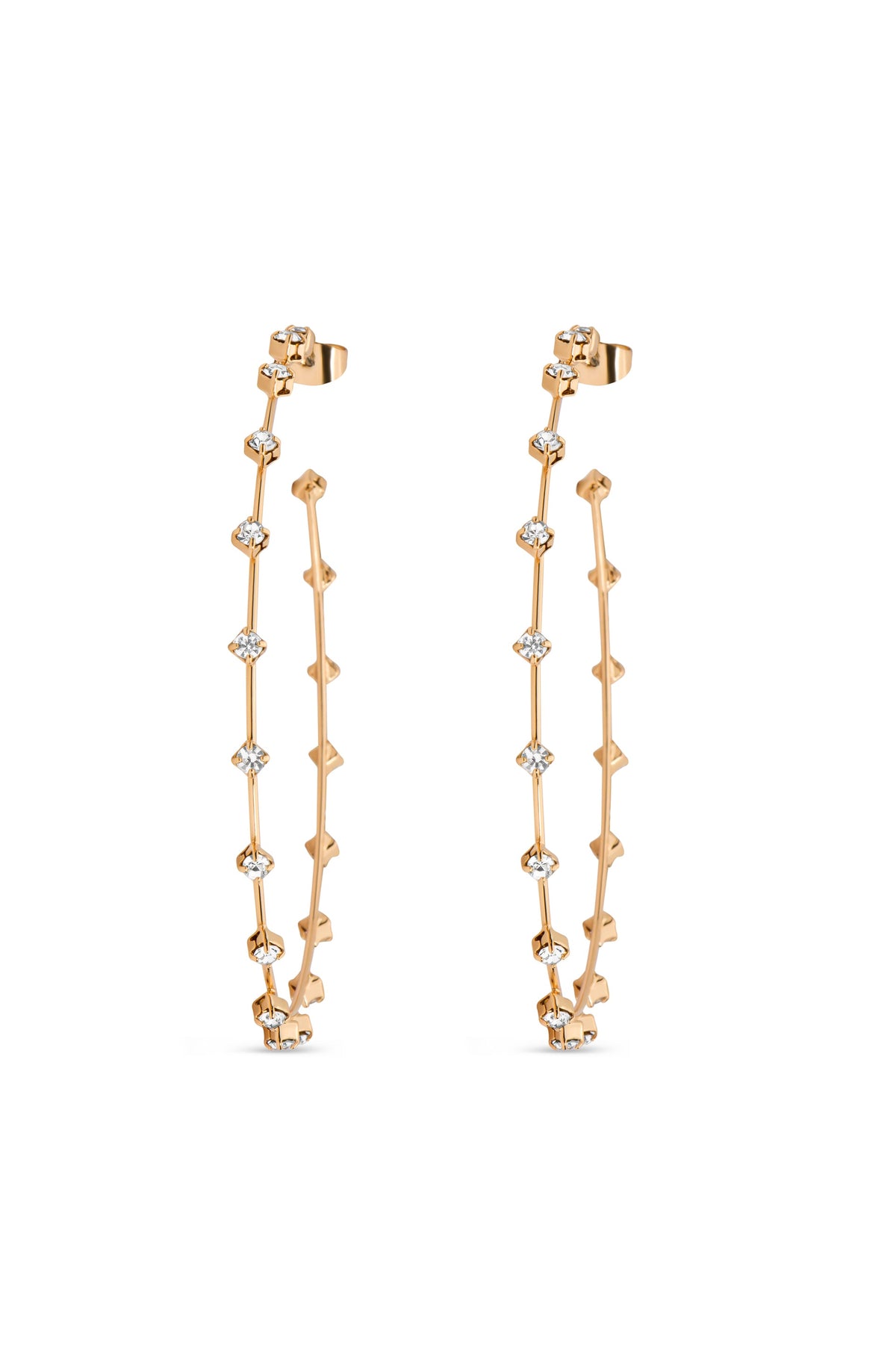 Simple Spark Crystal Hoops - Clear Crystal with 18k Gold Plating | Ettika