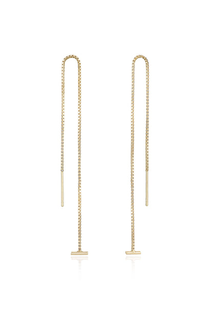 Single Chain Threader Earrings - 18k Gold Plated | Ettika