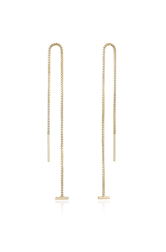 Single Chain Threader Earrings - 18k Gold Plated | Ettika
