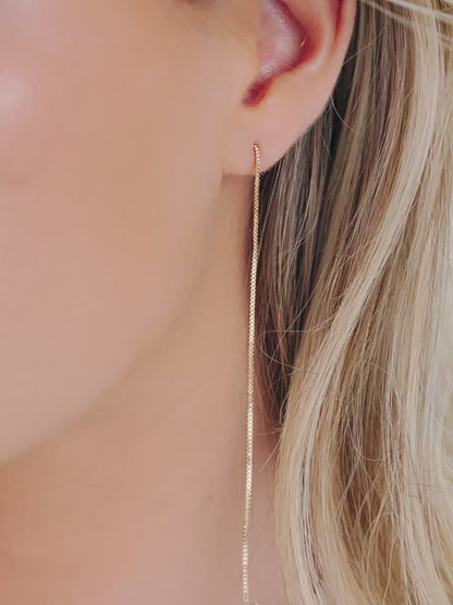 Single Chain Threader Earrings - 18k Gold Plated | Ettika