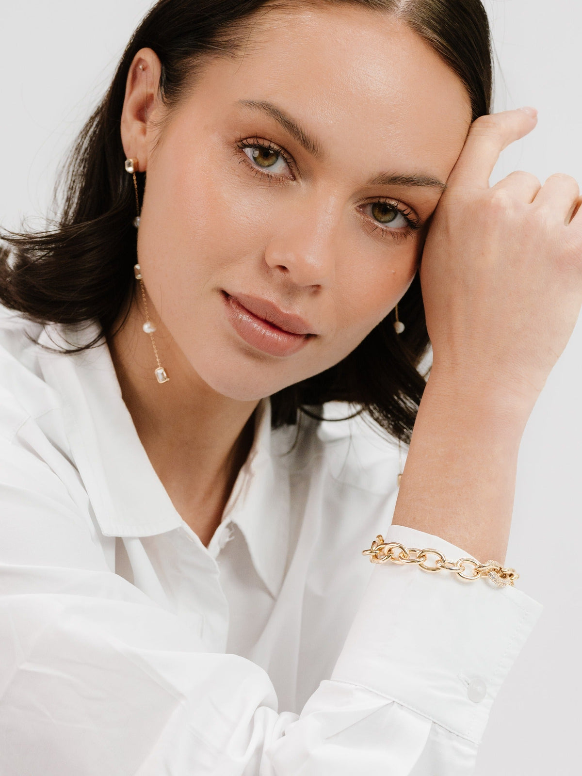 True to You Chain Bracelet - Clear Crystal with 18k Gold Plating | Ettika