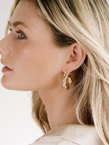 Modern Day Twist Hoops - 18k Gold Plated | Ettika