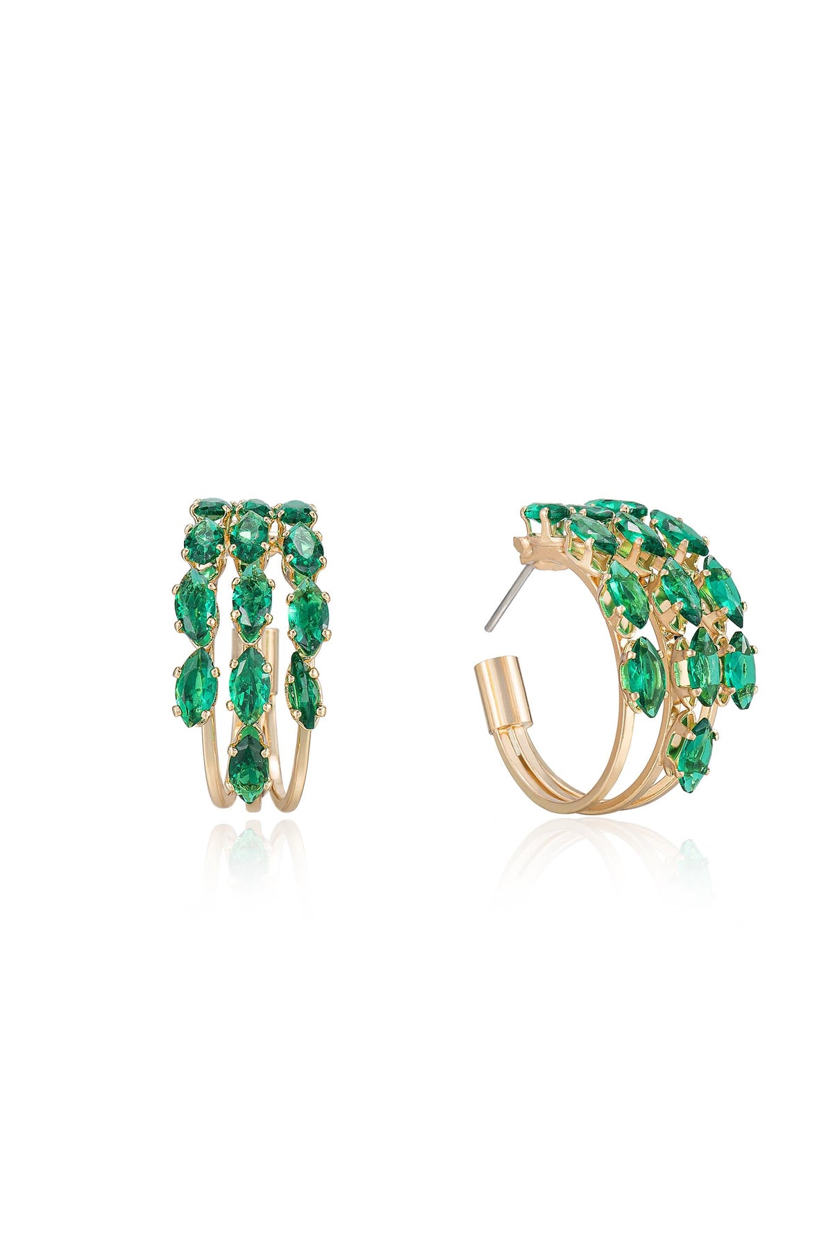 Multi-Crystal Huggie Hoop Earrings - Clear Crystal with 18k Gold Plating | Ettika