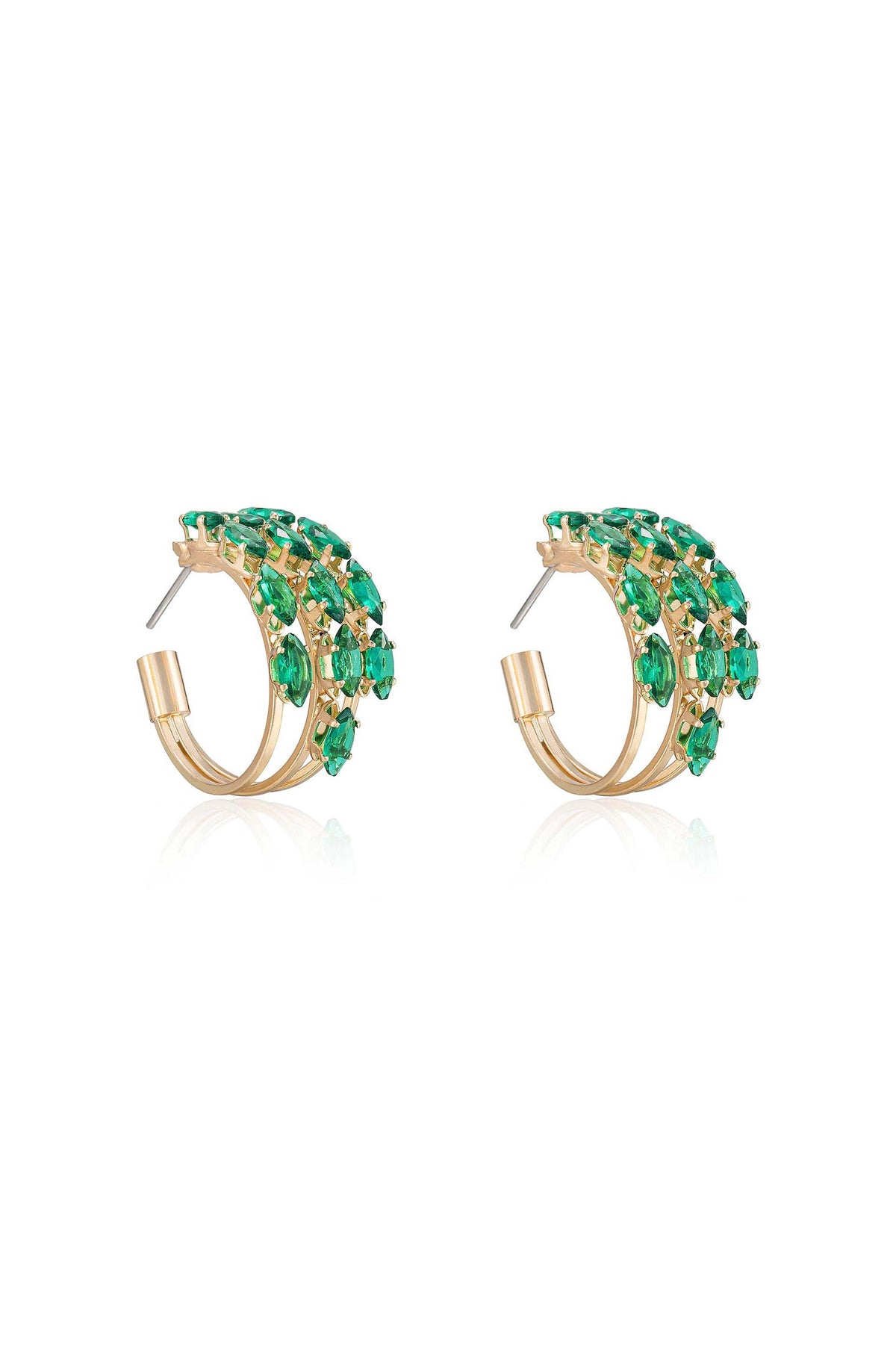 Multi-Crystal Huggie Hoop Earrings - Clear Crystal with 18k Gold Plating | Ettika