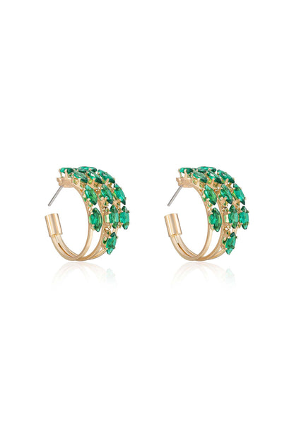 Multi-Crystal Huggie Hoop Earrings - Clear Crystal with 18k Gold Plating | Ettika