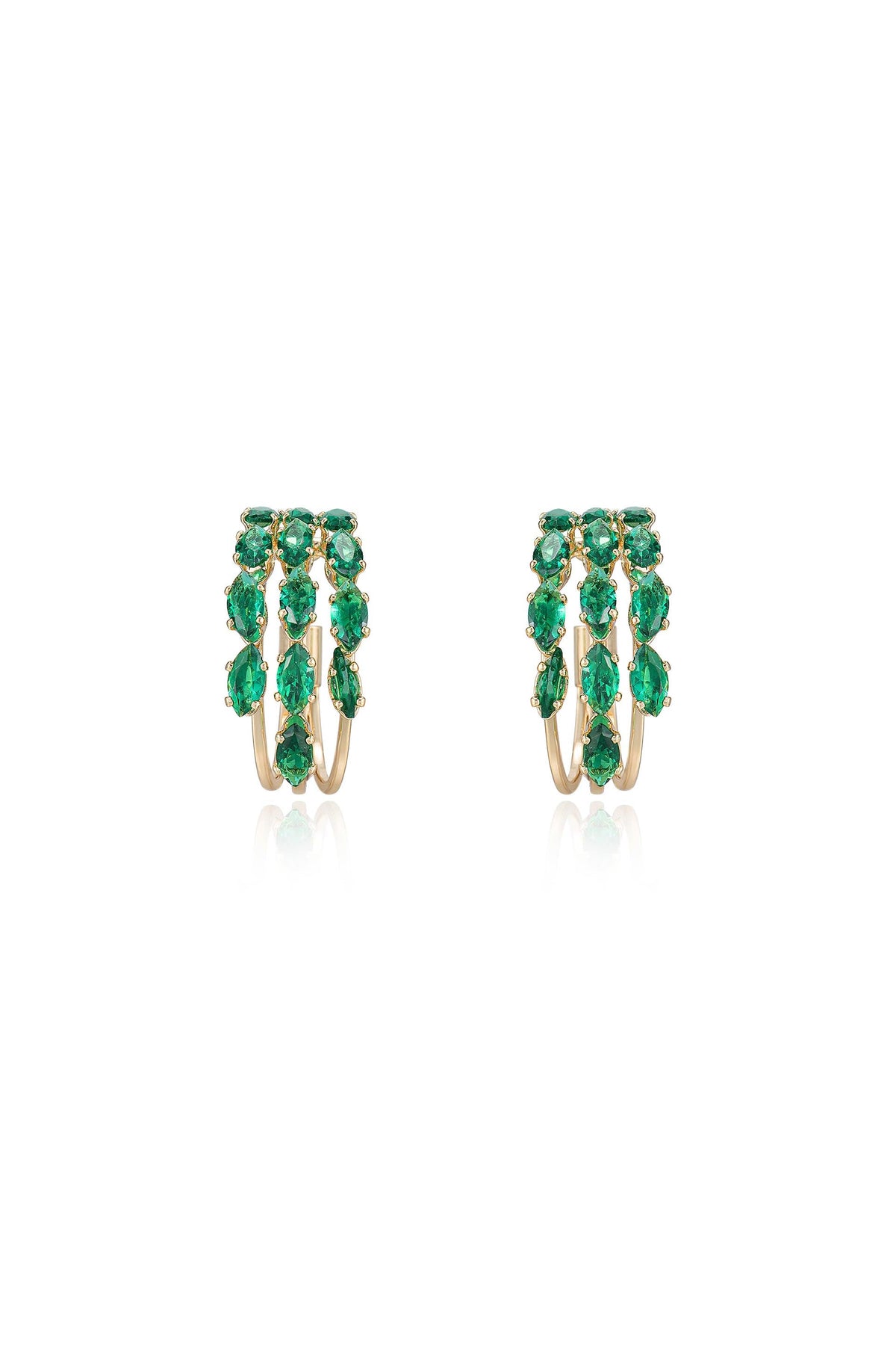Multi-Crystal Huggie Hoop Earrings - Clear Crystal with 18k Gold Plating | Ettika
