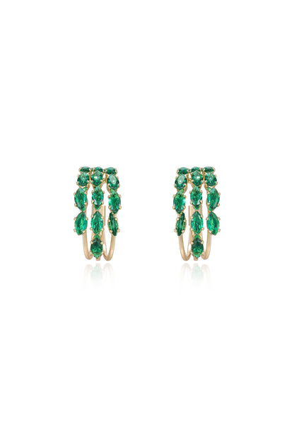 Multi-Crystal Huggie Hoop Earrings - Clear Crystal with 18k Gold Plating | Ettika
