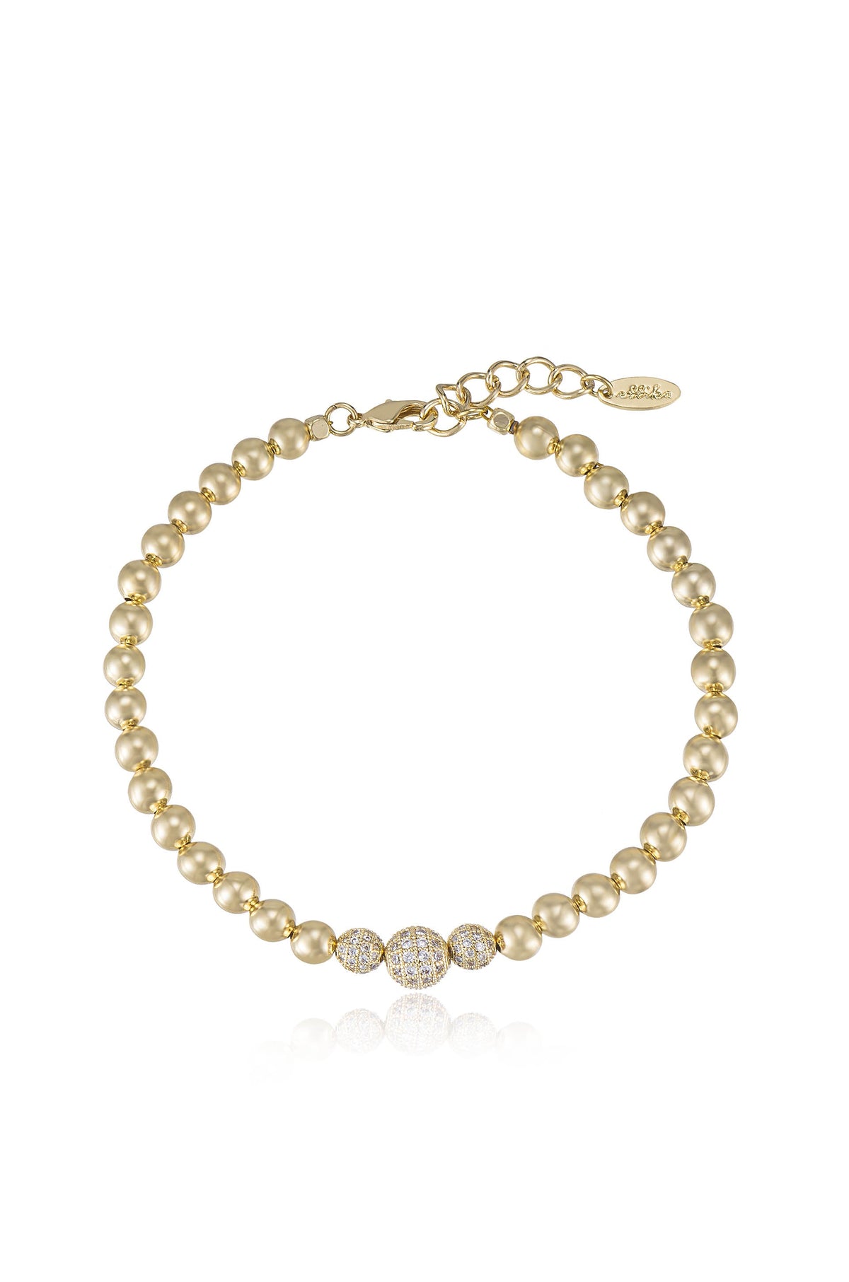 Center Bead Anklet - Clear Crystal with 18k Gold Plating | Ettika