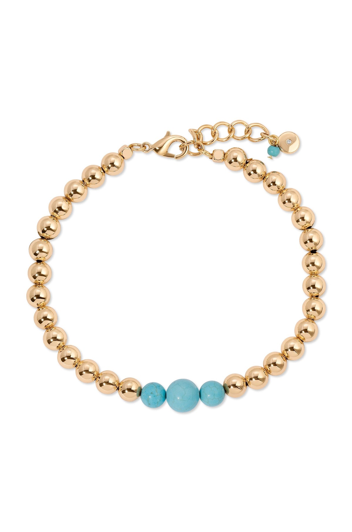Center Bead Anklet - Clear Crystal with 18k Gold Plating | Ettika