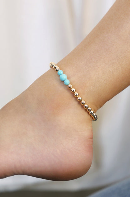 Center Bead Anklet - Clear Crystal with 18k Gold Plating | Ettika