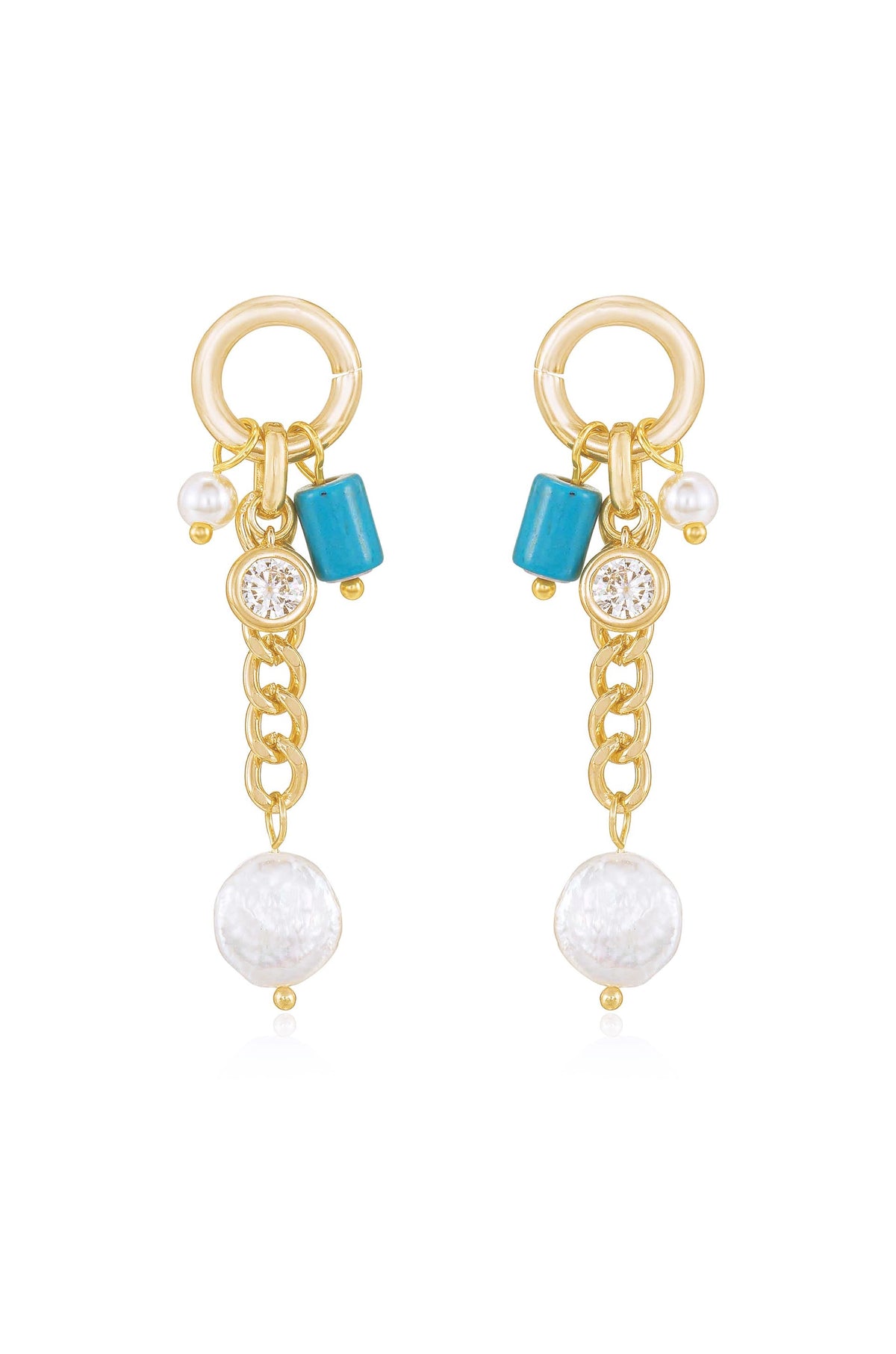 Pearl and Charm Dangle Earrings - Pearl | Ettika
