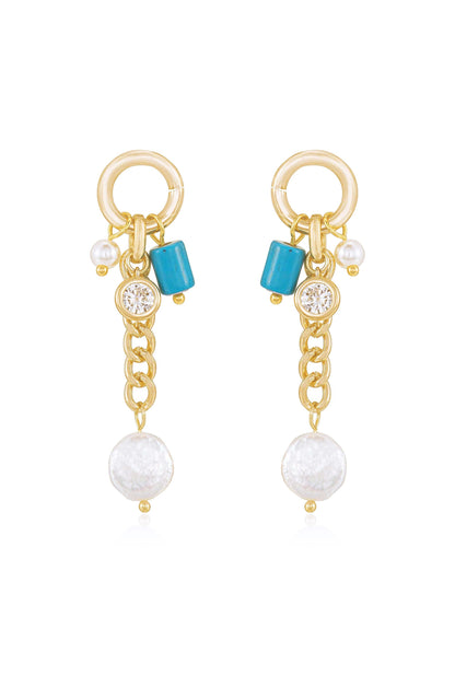 Pearl and Charm Dangle Earrings - Pearl | Ettika