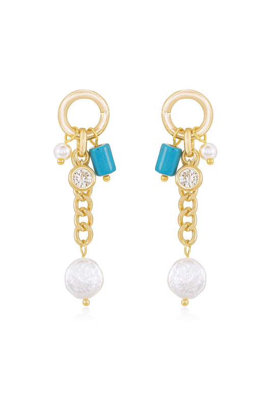 Pearl and Charm Dangle Earrings - Pearl | Ettika