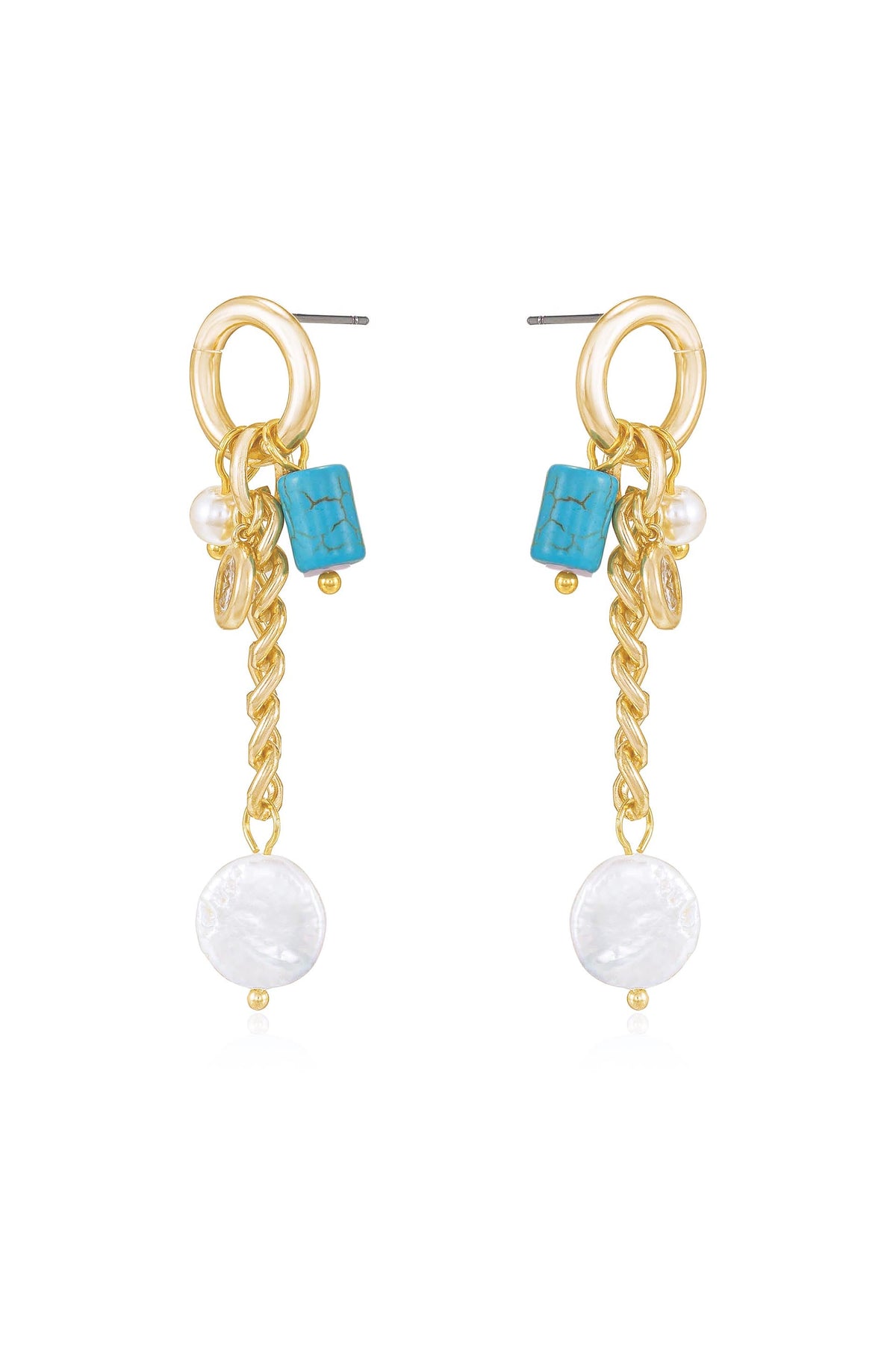 Pearl and Charm Dangle Earrings - Pearl | Ettika