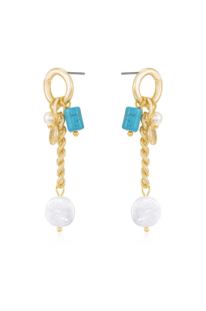 Pearl and Charm Dangle Earrings - Pearl | Ettika