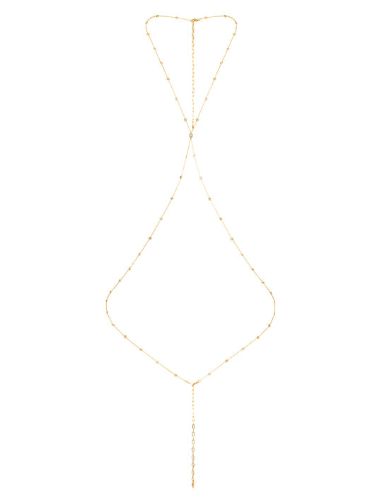 Simple Crystal X Body Chain - Gold Tone | Ettika