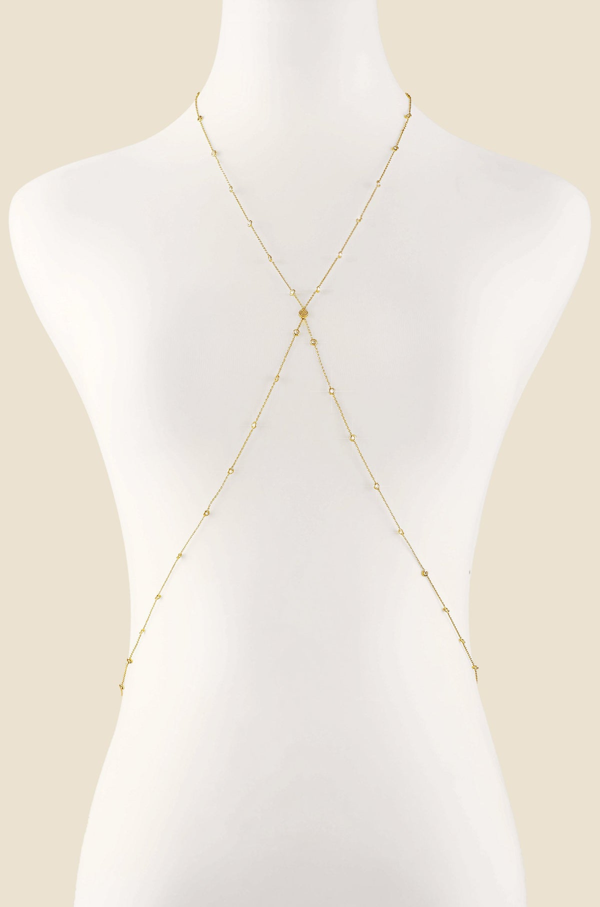 Simple Crystal X Body Chain - Gold Tone | Ettika