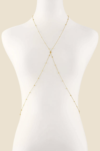 Simple Crystal X Body Chain - Gold Tone | Ettika