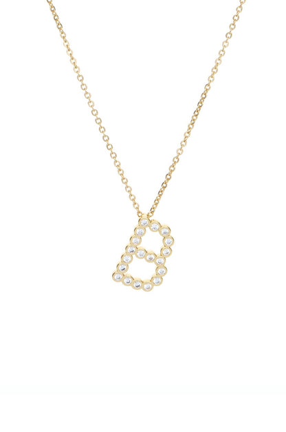 Simple Crystal Initial Necklace - B | Ettika