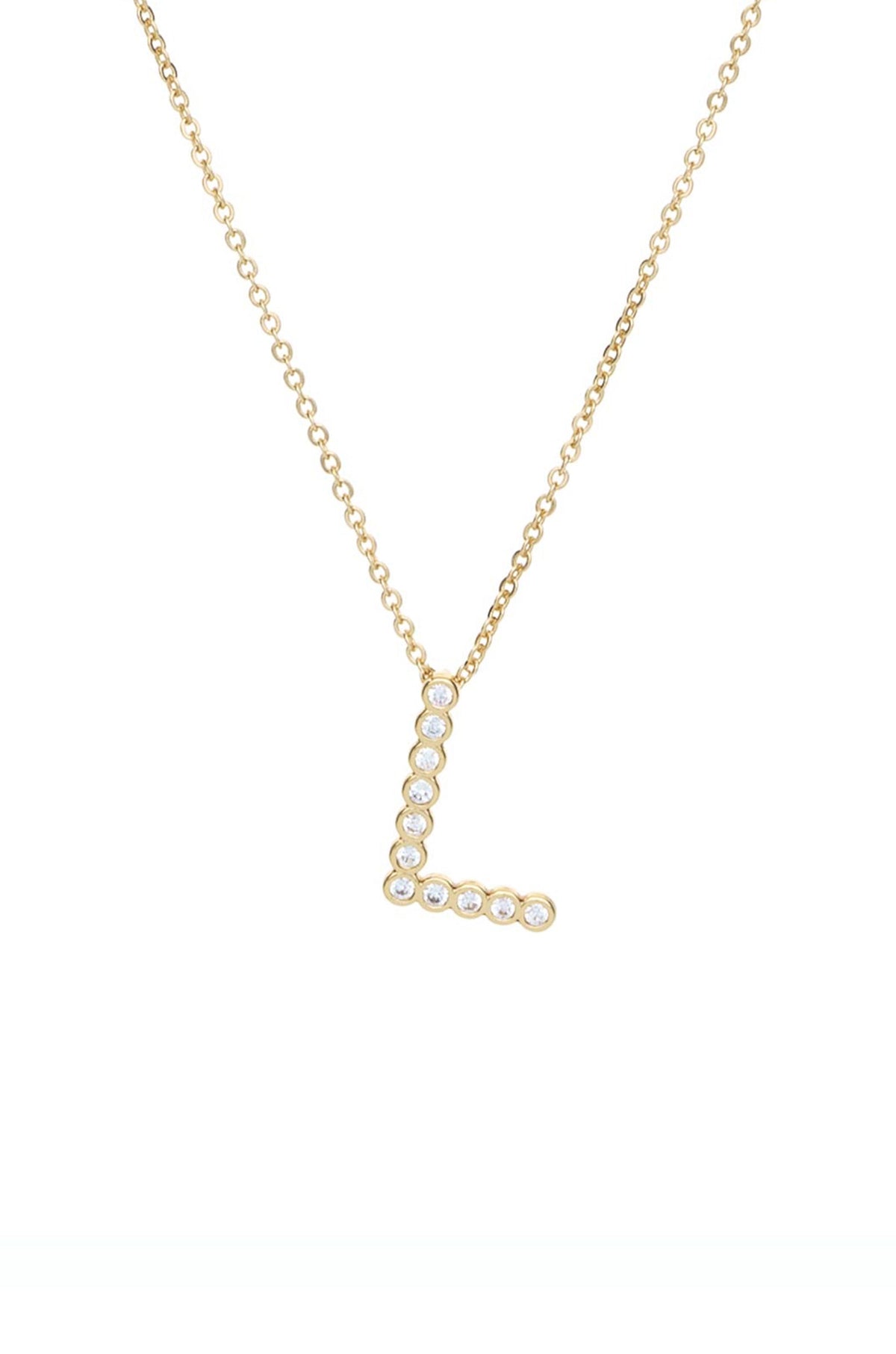 Simple Crystal Initial Necklace - B | Ettika