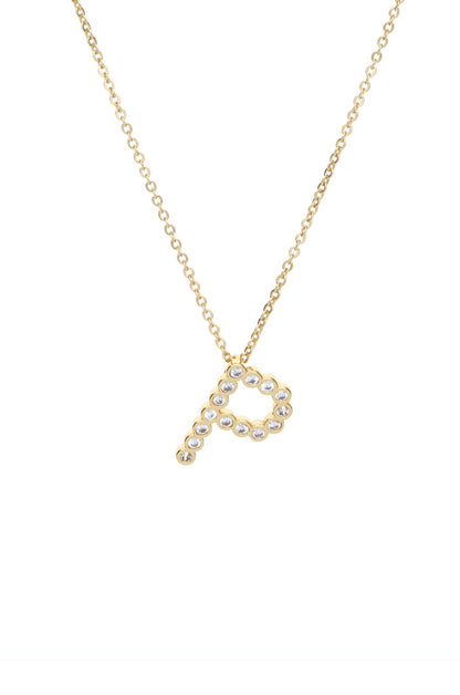Simple Crystal Initial Necklace - B | Ettika