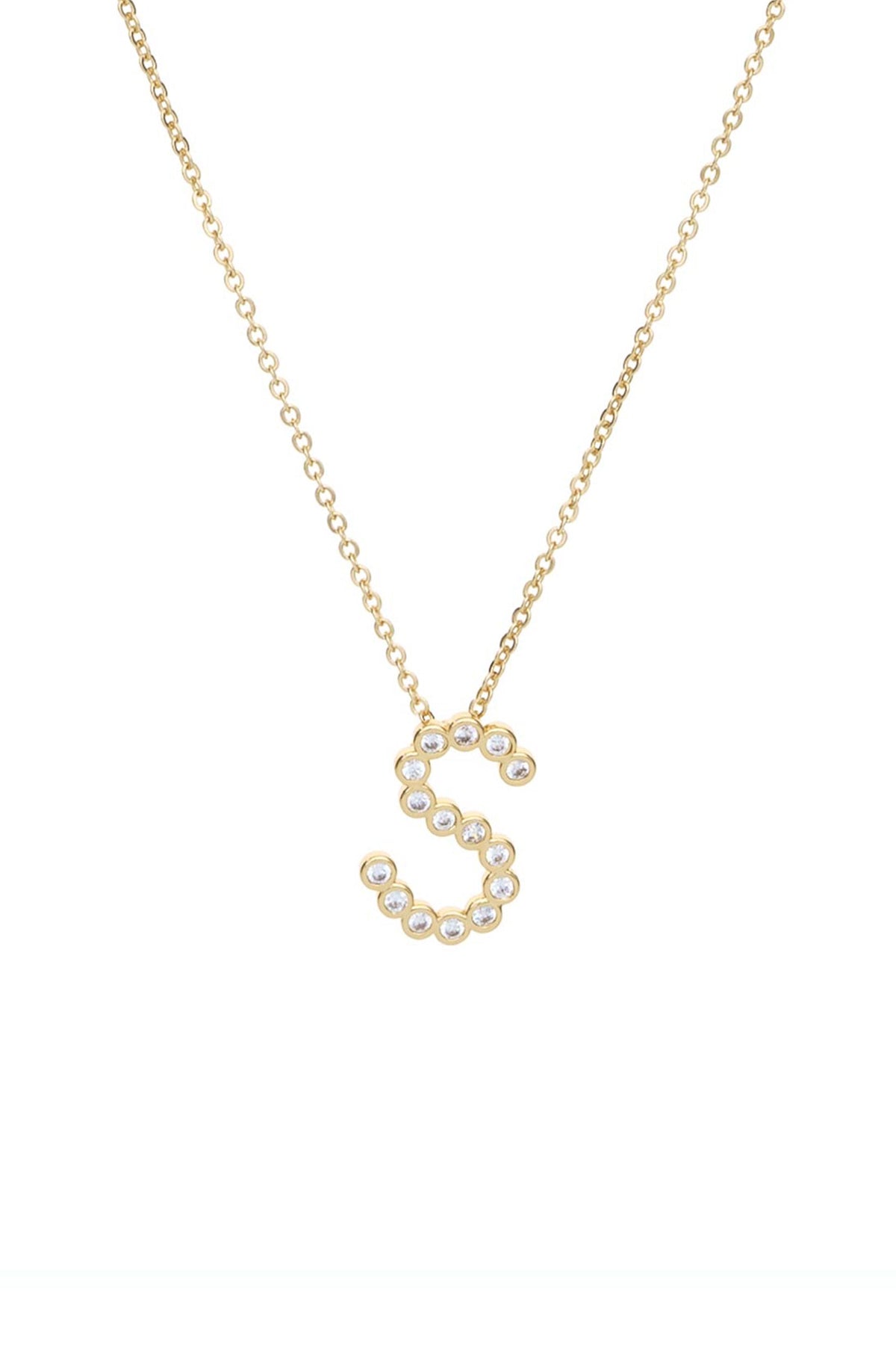 Simple Crystal Initial Necklace - B | Ettika