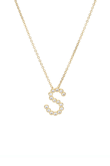 Simple Crystal Initial Necklace - B | Ettika