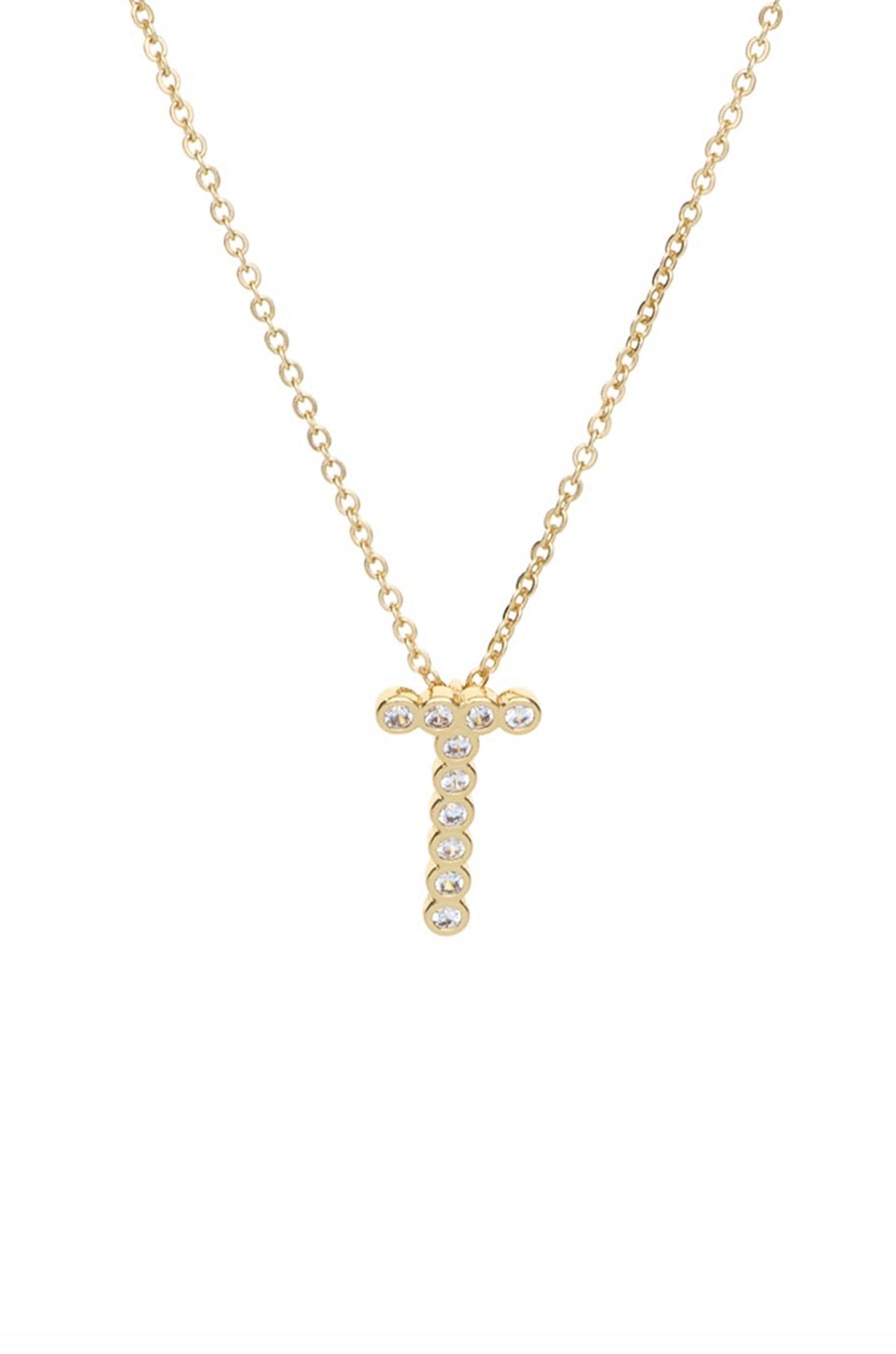 Simple Crystal Initial Necklace - B | Ettika