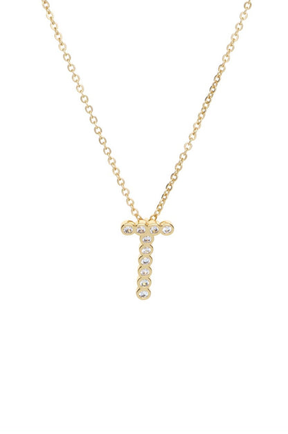 Simple Crystal Initial Necklace - B | Ettika