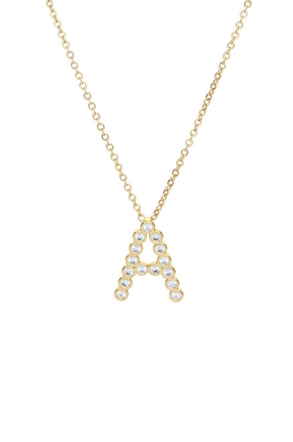 Simple Crystal Initial Necklace - B | Ettika