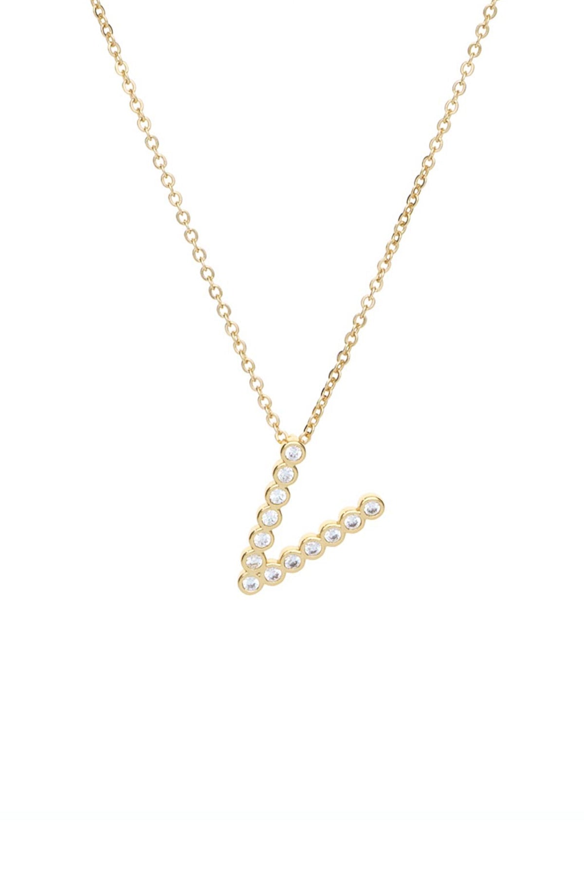 Simple Crystal Initial Necklace - B | Ettika