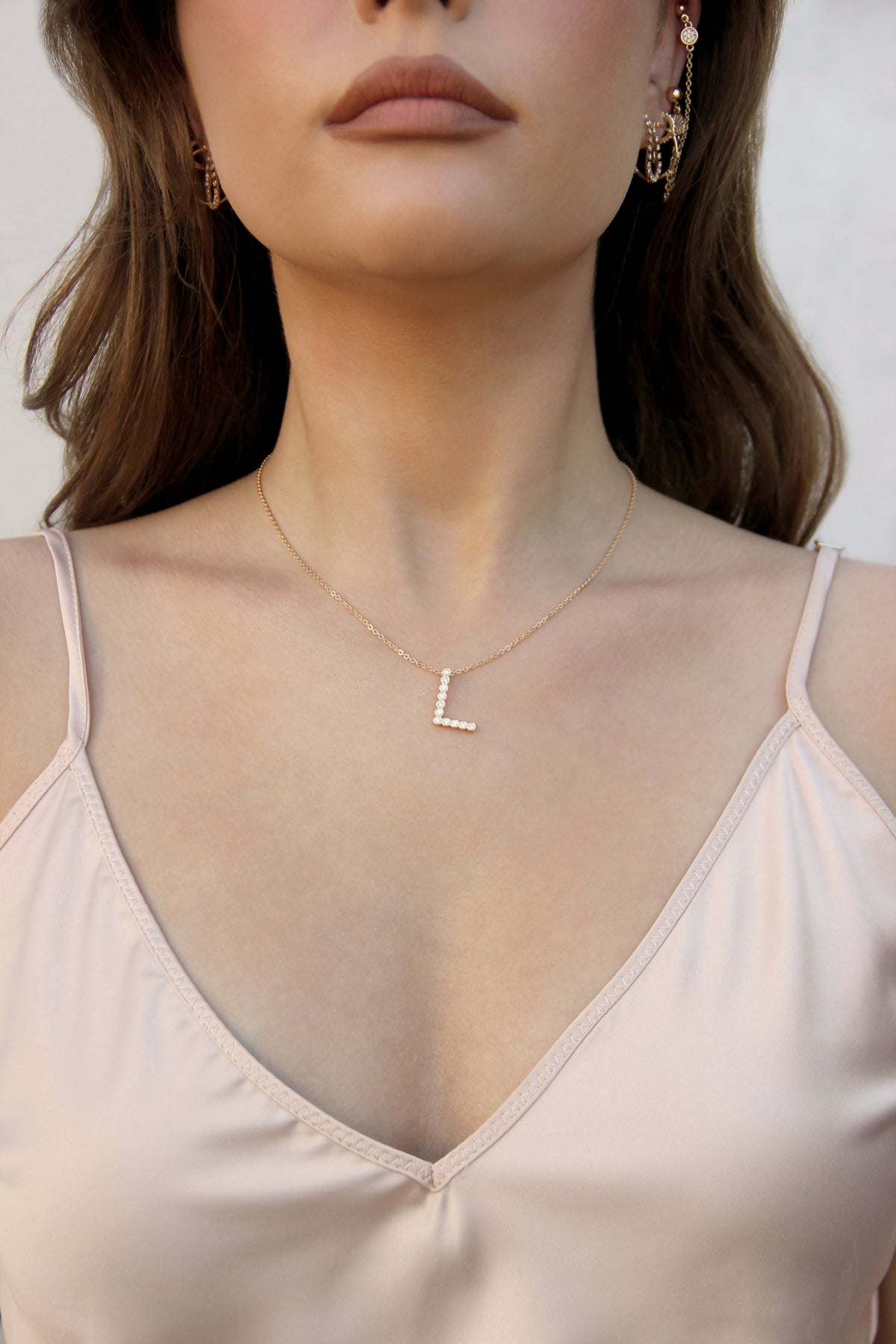 Simple Crystal Initial Necklace - B | Ettika