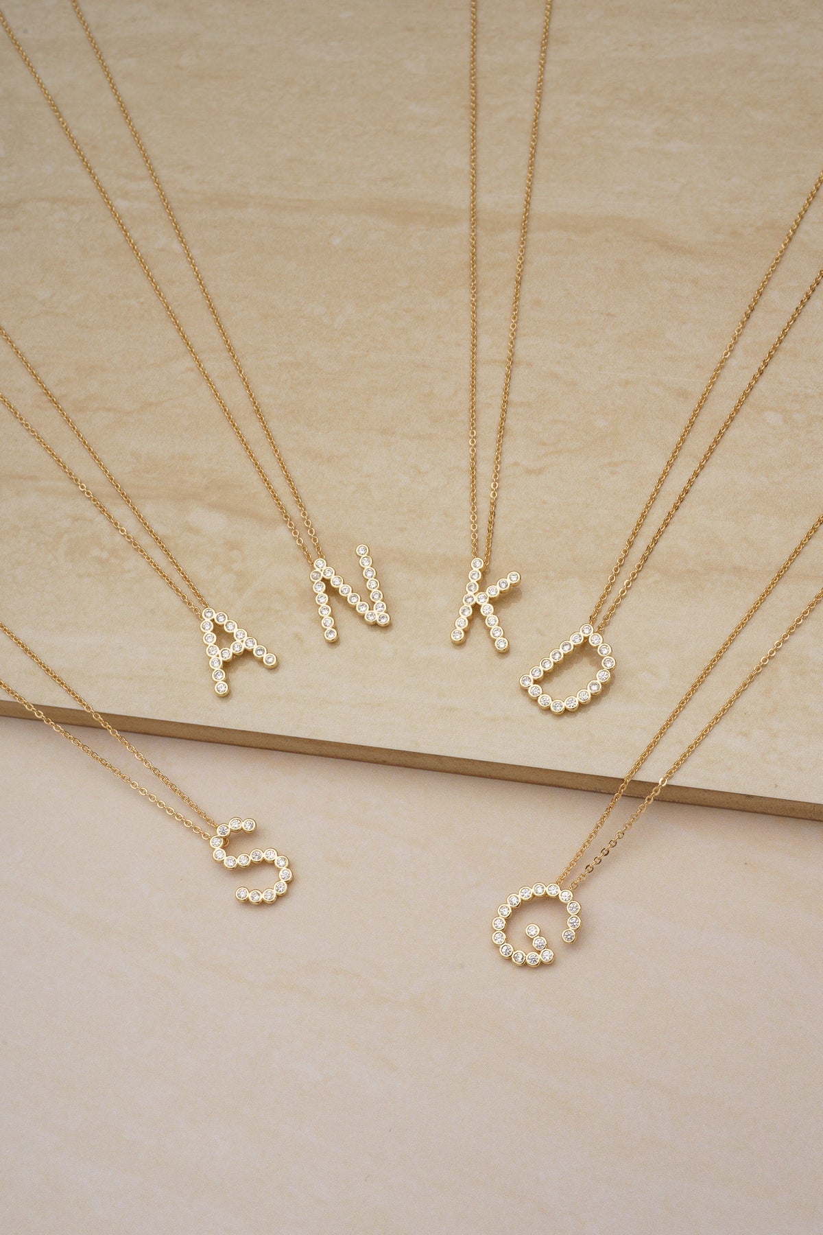 Simple Crystal Initial Necklace - B | Ettika