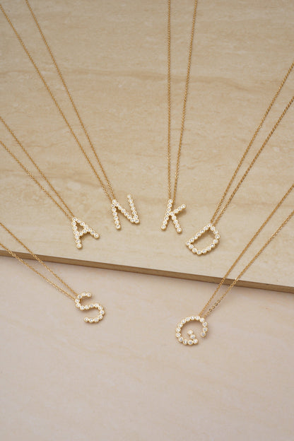 Simple Crystal Initial Necklace - B | Ettika