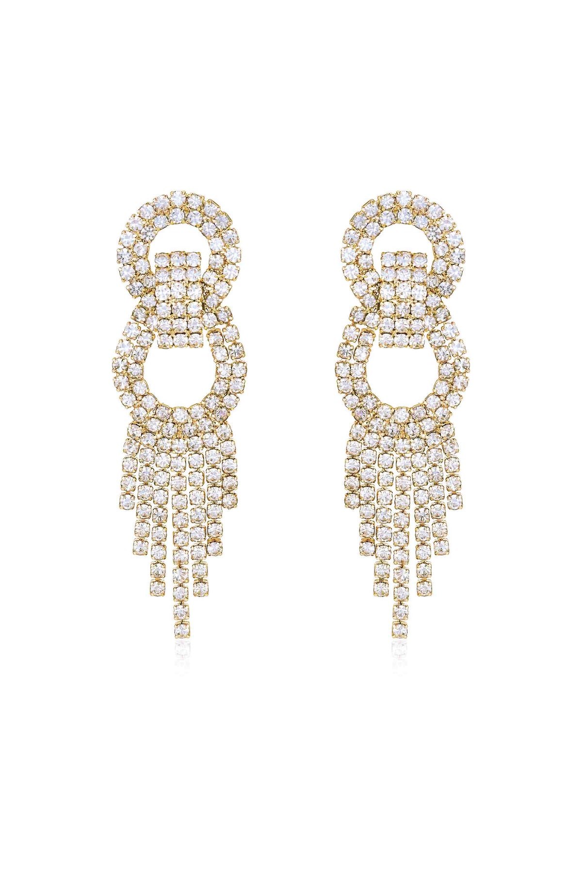 Crystal Gatsby Statement Earrings - Clear Crystals | Ettika