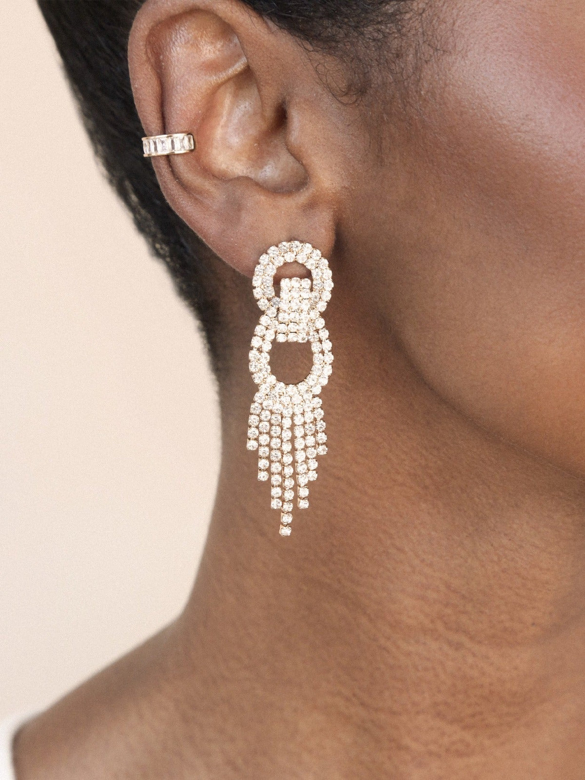Crystal Gatsby Statement Earrings - Clear Crystals | Ettika