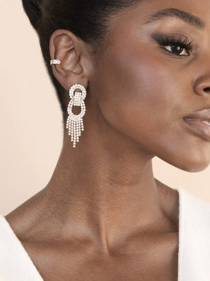 Crystal Gatsby Statement Earrings - Clear Crystals | Ettika