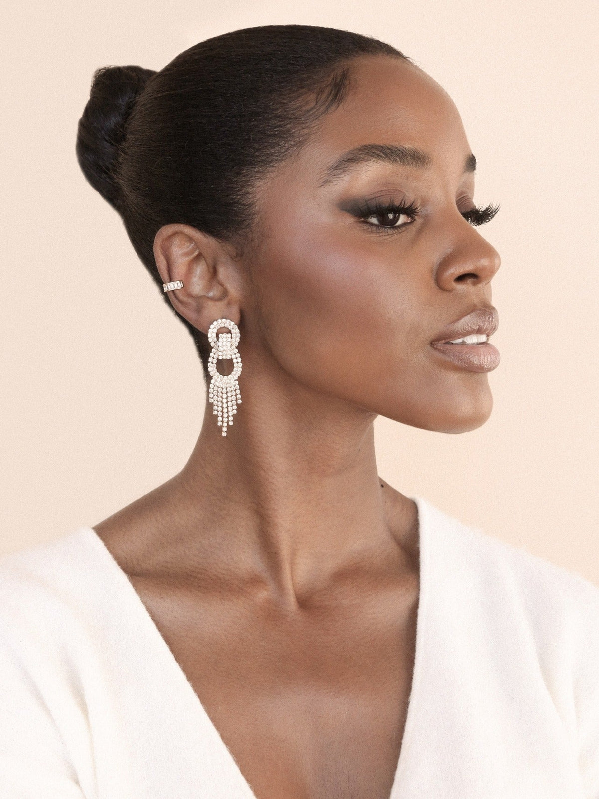Crystal Gatsby Statement Earrings - Clear Crystals | Ettika