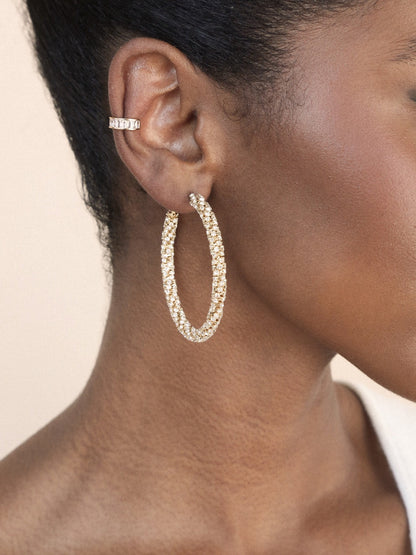 Rope Chain Hoops - Clear Crystals | Ettika
