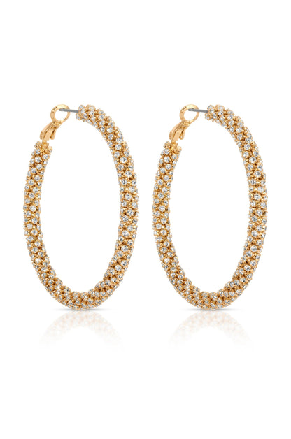 Rope Chain Hoops - Clear Crystals | Ettika