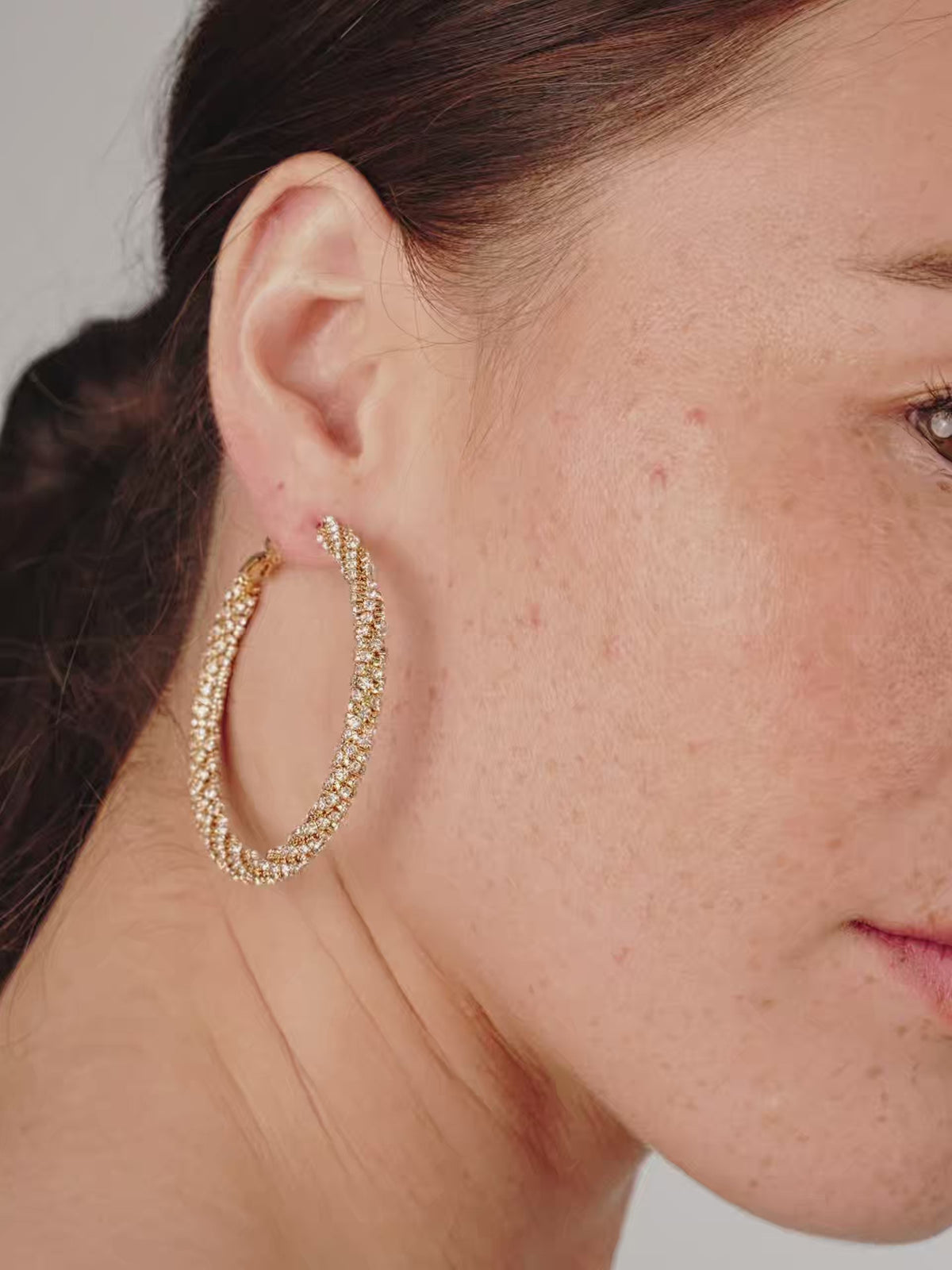 Rope Chain Hoops - Clear Crystals | Ettika