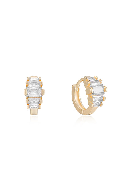 Diamond Shine Mini Hoop Earrings - Clear Crystals | Ettika