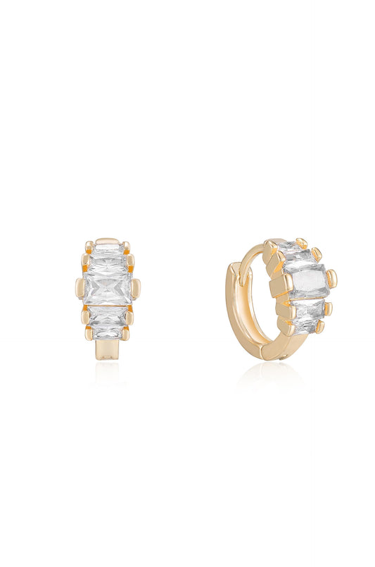 Diamond Shine Mini Hoop Earrings - Clear Crystals | Ettika
