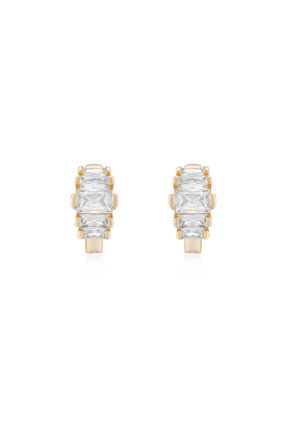 Diamond Shine Mini Hoop Earrings - Clear Crystals | Ettika