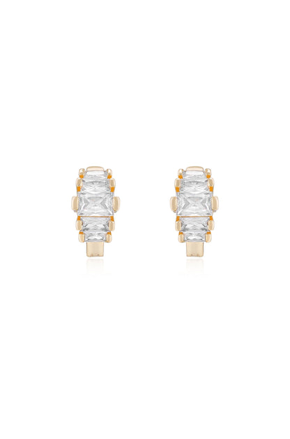 Diamond Shine Mini Hoop Earrings - Clear Crystals | Ettika